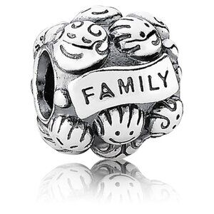 PANDORA Love & Family Charm Authentic Sterling Silver Smiling Faces Engraved